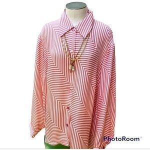 Josephine Chaus
Josephine CHAUS 100% silk button front stripe blouse